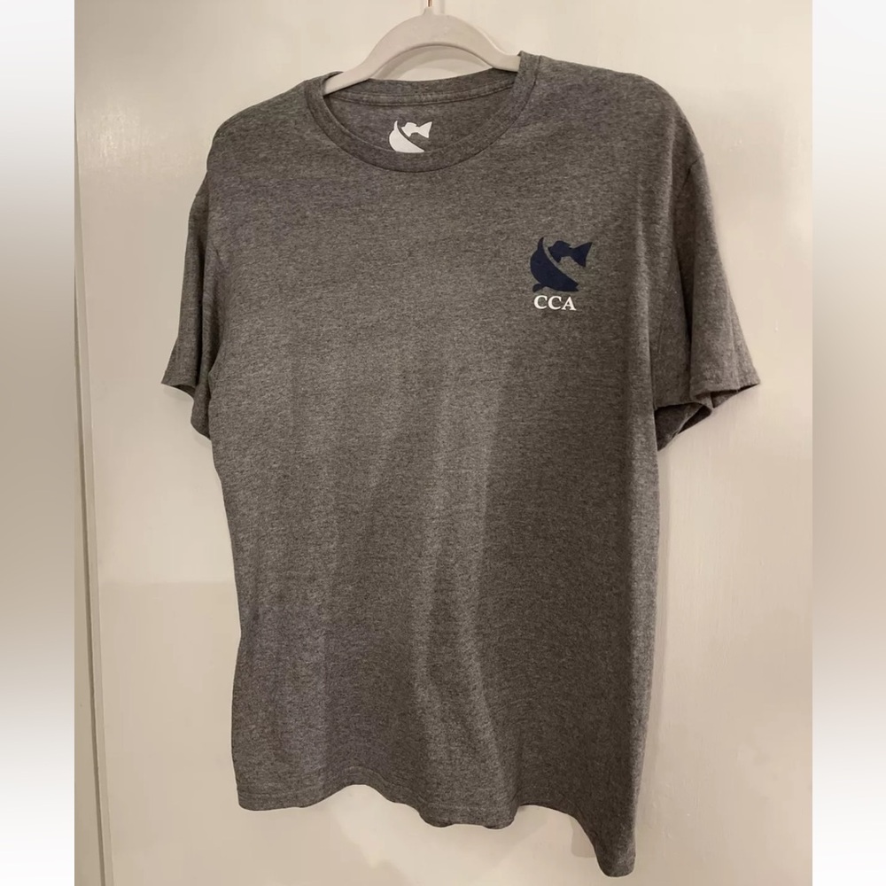 Coastal Conservation CCA Adult Short Sleeve T-Shirt M Heather Gray Fish Striped